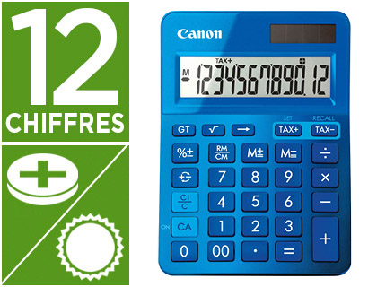 CALCULATRICE CANON LS-123K 12 CHIFFRES COULEUR BLEU