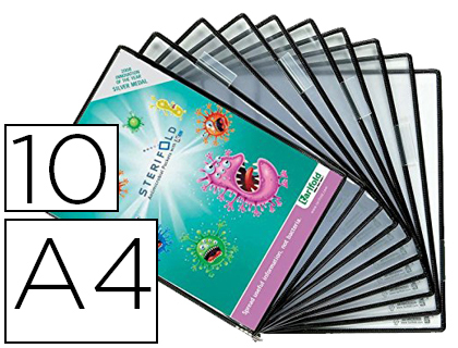 POCHE  PIVOTS TARIFOLD EN PVC FORMAT A4 COLORIS NOIR 10 UNITS