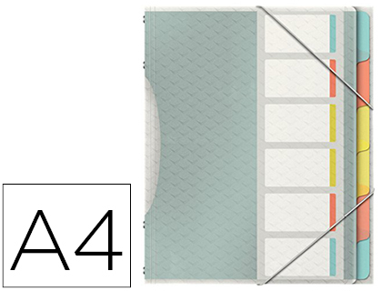 TRIEUR ESSELTE COLOUR'ICE POLYPROPYLNE TEXTUR 266X320MM 6 TOUCHES FERMETURE LASTIQUE COLORIS ASSORTIS