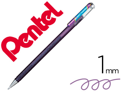 ROLLER GEL PENTEL HYBRID DUAL METALLIC POINTE BILLE 1MM EFFETS COULEUR SELON ANGLE ENCRE COLORIS VIOLET/BLEU MTALLIQUE