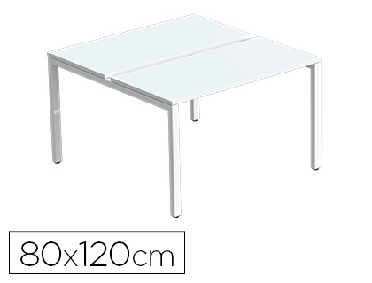 BENCH PAPERFLOW 2 PERSONNES PLATEAU 80X120CM PIEDS ACIER POXY BLANC PLATEAU BLANC