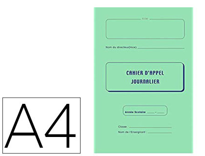 REGISTRE PIQU ELVE CAHIER D'APPEL JOURNALIER 40 LVES FORMAT A4 24 PAGES