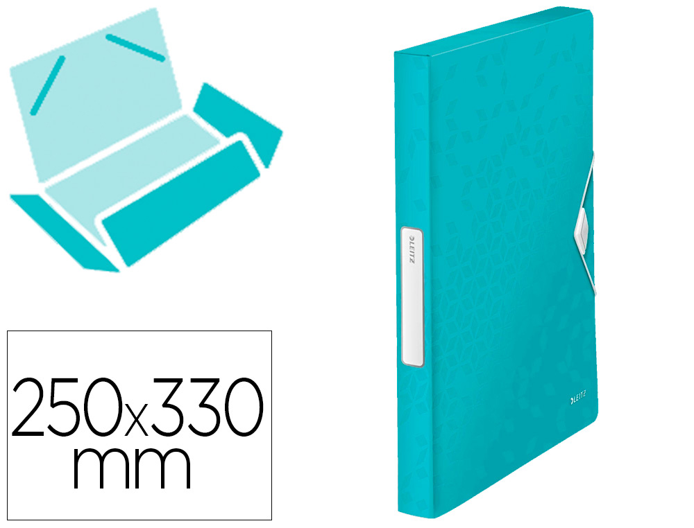 BOTE CLASSEMENT LEITZ WOW POLYPROPYLNE 250X330MM DOS 30MM FERMETURE LASTIQUE TIQUETTE COLORIS MENTHE