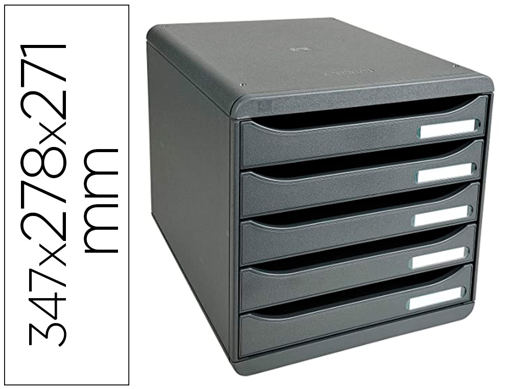 MODULE CLASSEMENT EXACOMPTA BIG-BOX PLUS POLYSTYRNE 347X278X271MM 5 TIROIRS COLORIS GRIS SOURIS GLOSSY