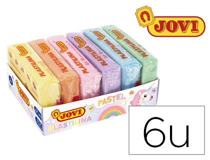 PATE A MODELER JOVI PLASTILINA VEGETALE           ASSORTIMENT 6 PAINS 50G       CHACUN COULEURS PASTEL