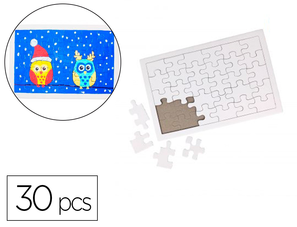 PUZZLE CARTON SODERTEX 900GM2 A CUSTOMISER AVEC TROTTOIR 30 PCS 140X210MM COLORIS BLANC   LOT DE 10U