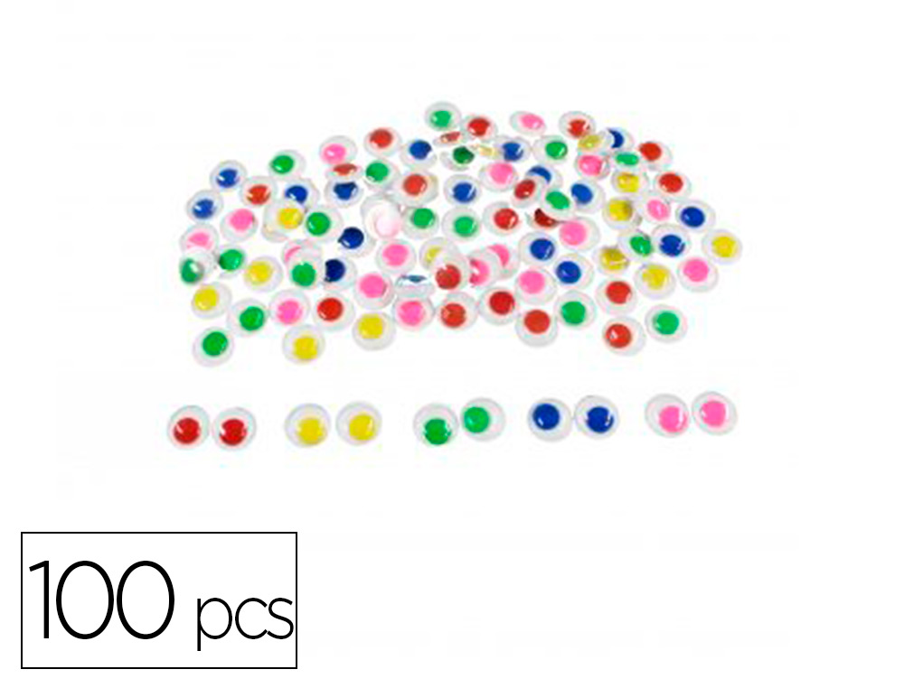 YEUX MOBILES SODERTEX SANS CILS COLORES ADHESIFS 10MM    100 PCS