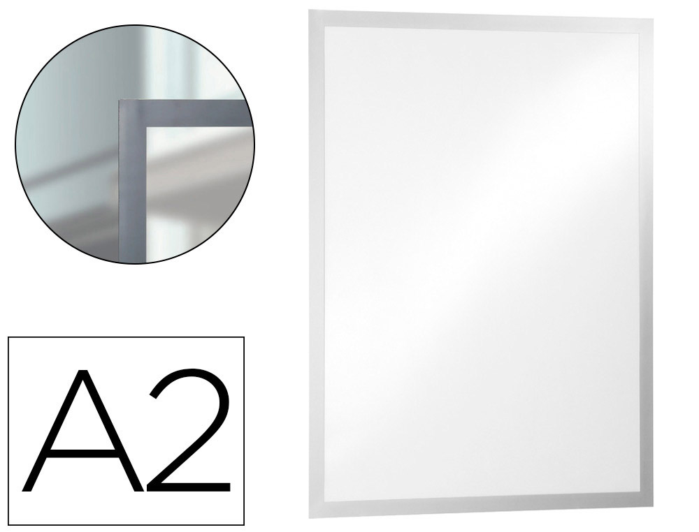 CADRE AFFICHAGE DURABLE POSTER SUN A2 VITROSTATIQUE REPOSITIONNABLE SPECIAL EXPOSITION AU SOLEIL COLORIS ARGENT