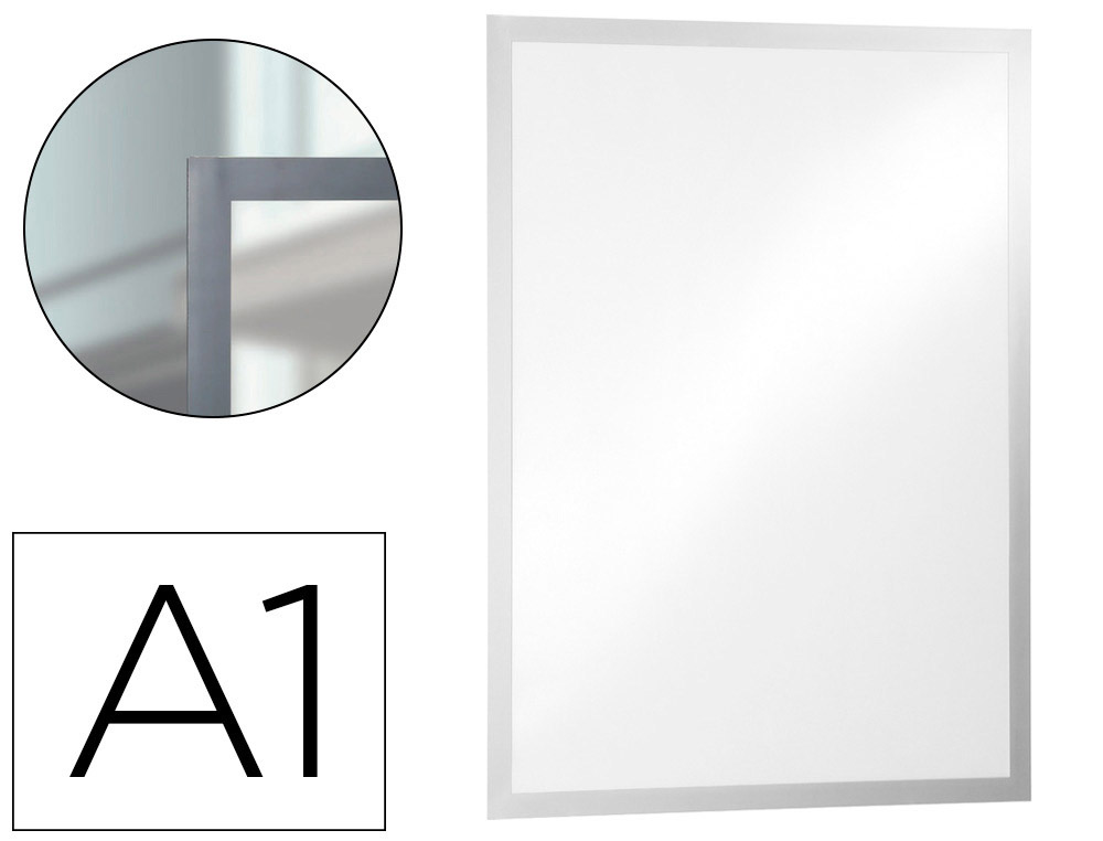 CADRE AFFICHAGE DURABLE POSTER SUN A1 VITROSTATIQUE REPOSITIONNABLE SPECIAL EXPOSITION AU SOLEIL COLORIS ARGENT