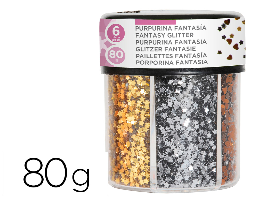 PAILLETTE FANTAISIE LIDERPAPEL FORME COEUR ETOILE COLORIS METALLISE - POT DE    80GR