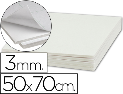 CARTON PLUME LIDERPAPEL ADHSIF 50X70CM PAISSEUR 3MM UNICOLORE BLANC