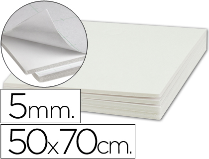 CARTON PLUME LIDERPAPEL ADHSIF 50X70CM PAISSEUR 5MM UNICOLORE BLANC